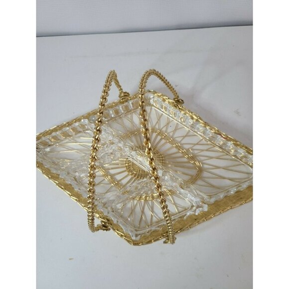 GOLD Metal Diamond Serving Dish Glass Containers - Picture 2 of 7